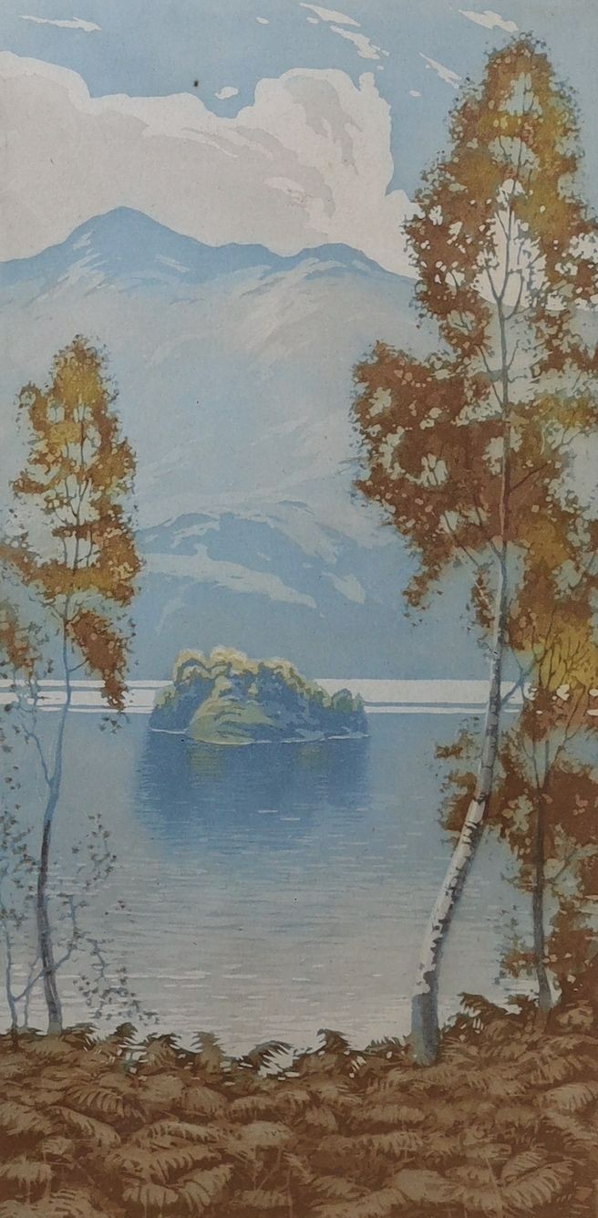 Robert Houston (1841-1942), two aquatints, 'Calendarbridge' and 'Ellen's Isle, Loch Katrine', signed in pencil, 15 x 20cm and 25 x 13cm, original labels verso